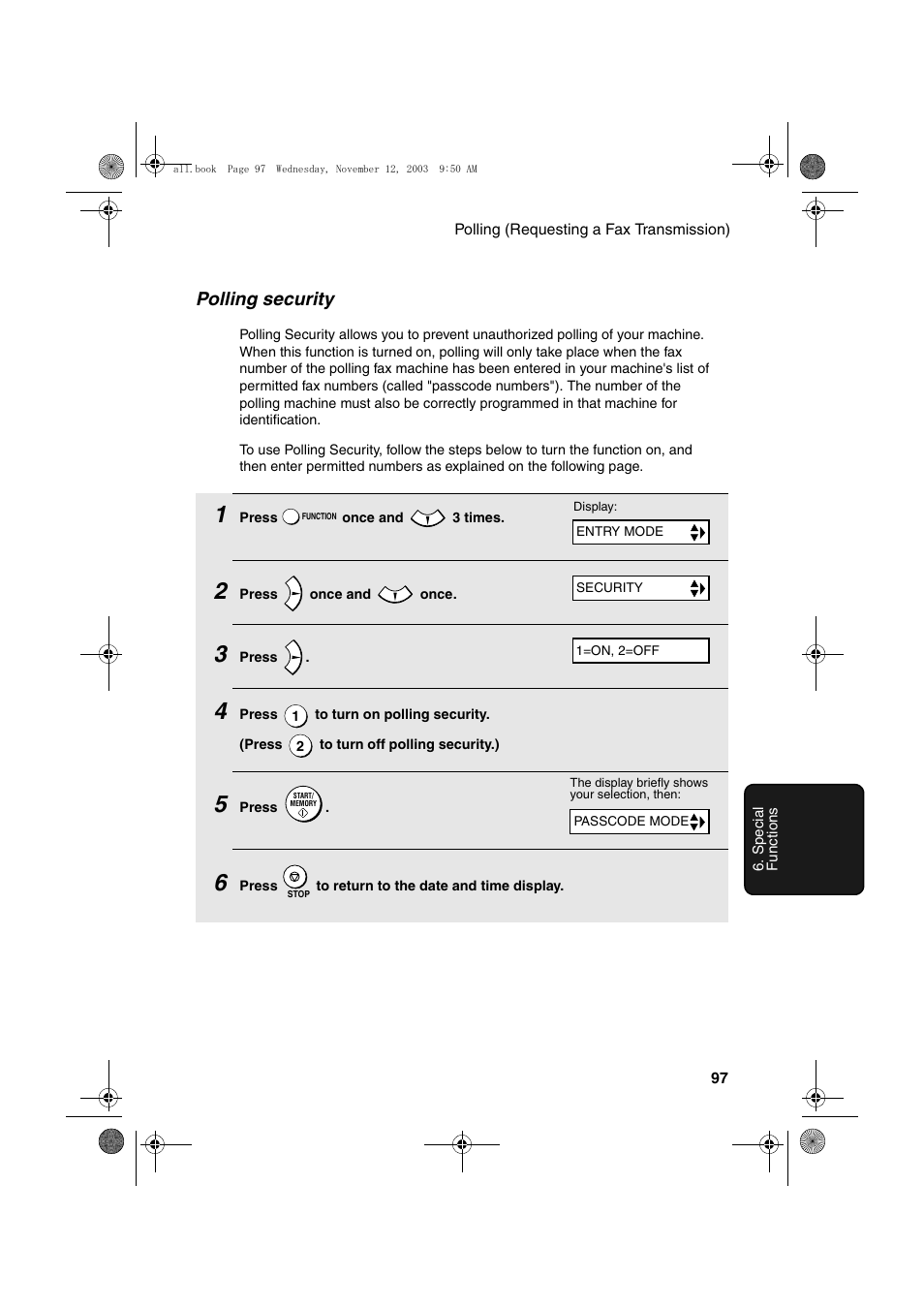 Polling security | Sharp UX-A1000 User Manual | Page 99 / 136