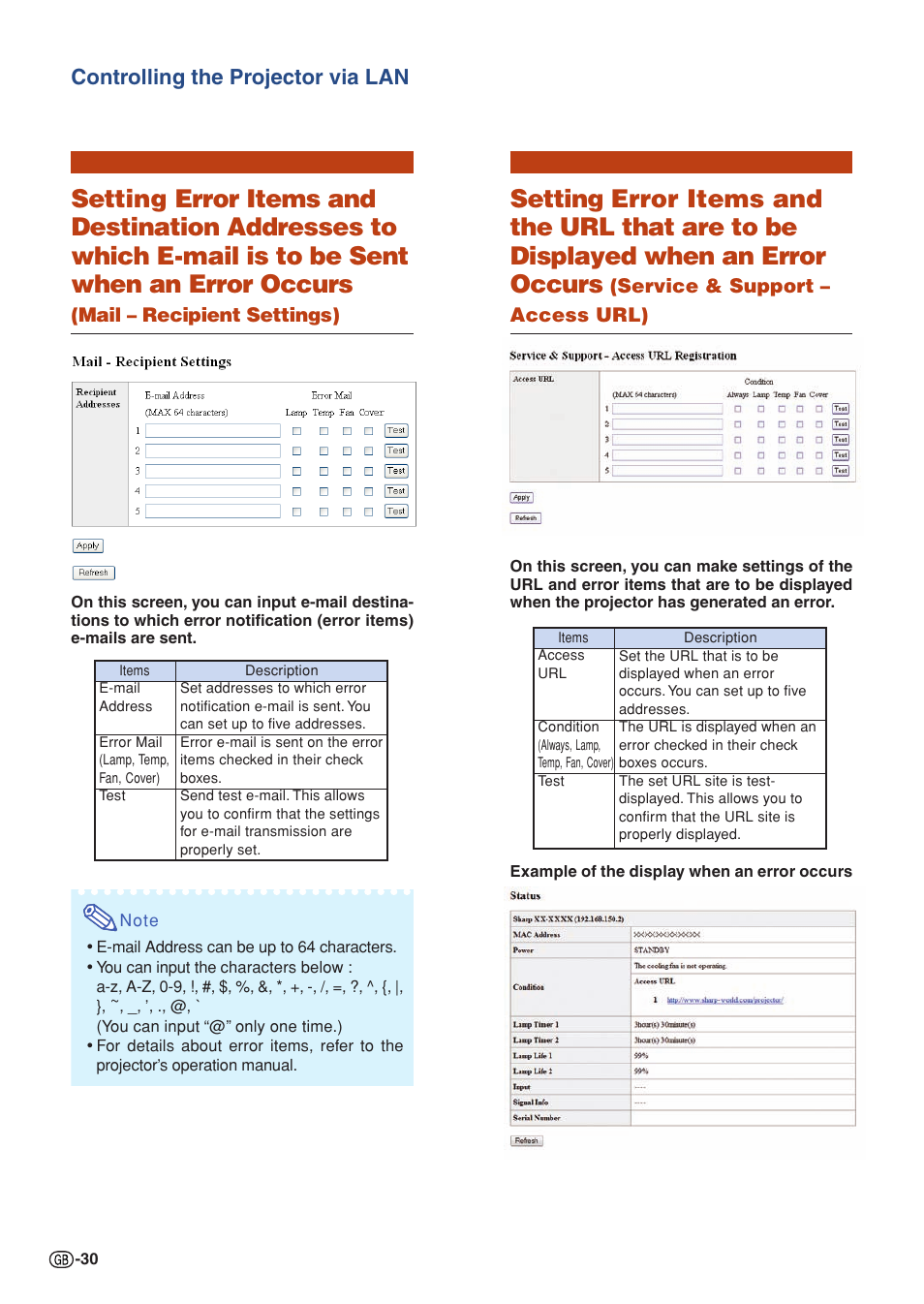 Controlling the projector via lan | Sharp XG-P560W-N User Manual | Page 30 / 59