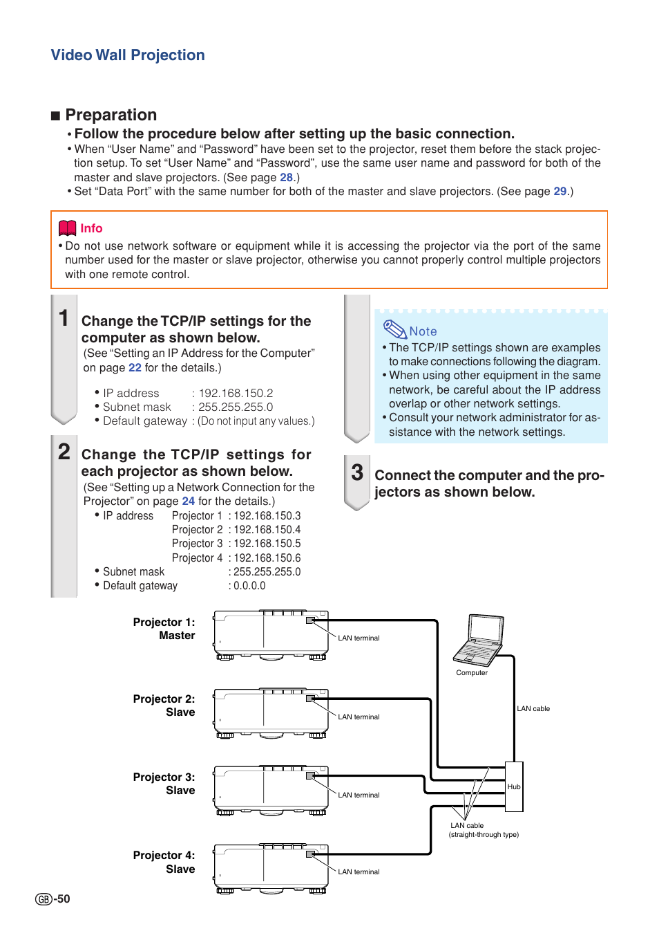 Preparation, Video wall projection | Sharp XG-P560W-N User Manual | Page 50 / 59