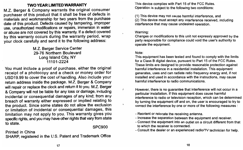 Sharp Atomic clock User Manual | Page 10 / 10