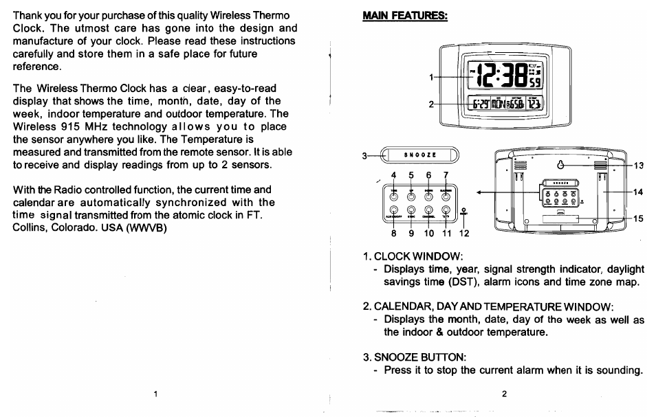 Sharp Atomic clock User Manual | Page 2 / 10