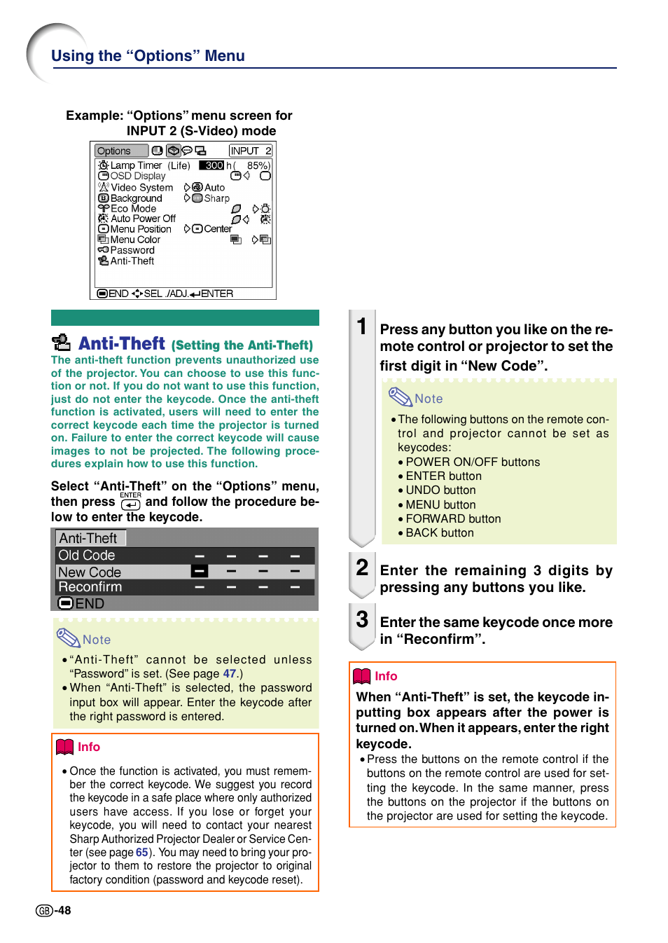 Anti-theft (setting the anti-theft), Is set, Anti-theft | Sharp Notevision PG-A10X User Manual | Page 52 / 74