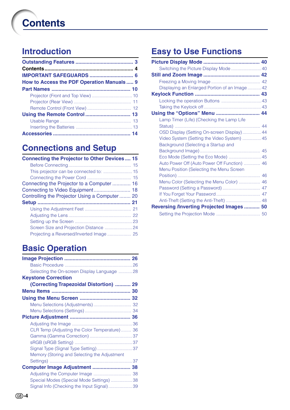 Sharp Notevision PG-A10X User Manual | Page 8 / 74