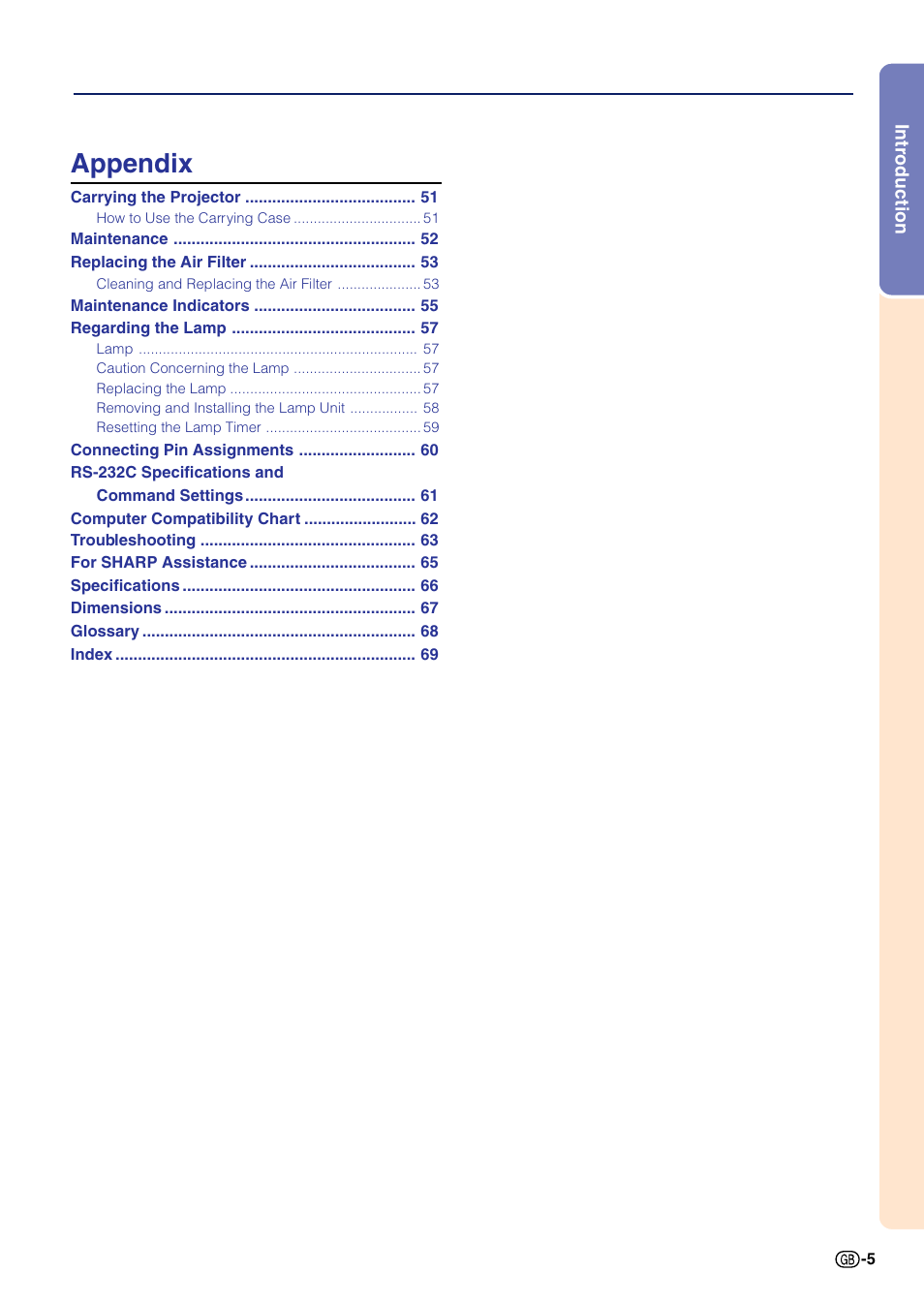 Appendix | Sharp Notevision PG-A10X User Manual | Page 9 / 74