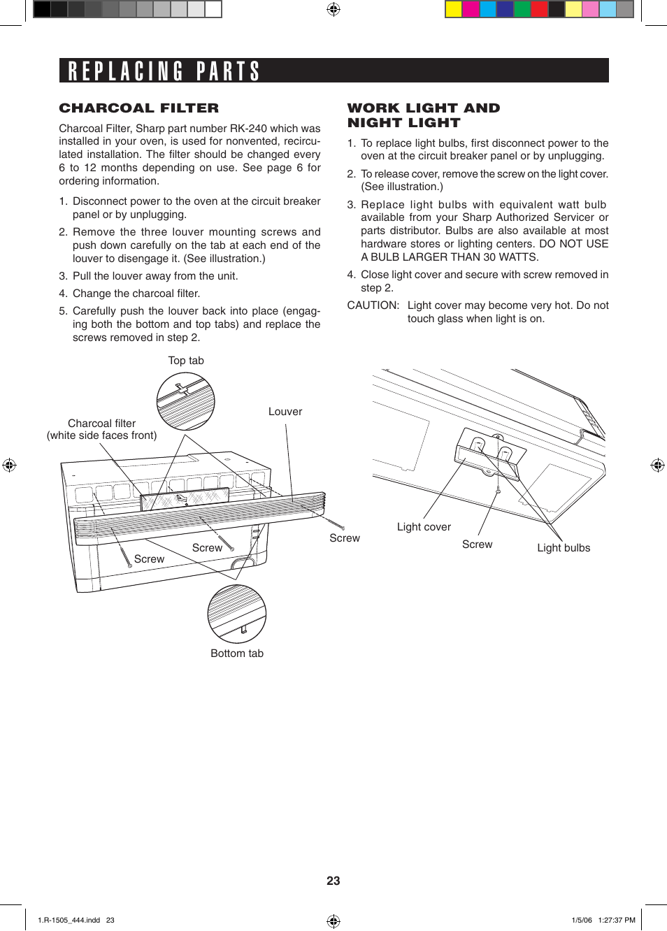 Sharp R-1505L User Manual | Page 23 / 32