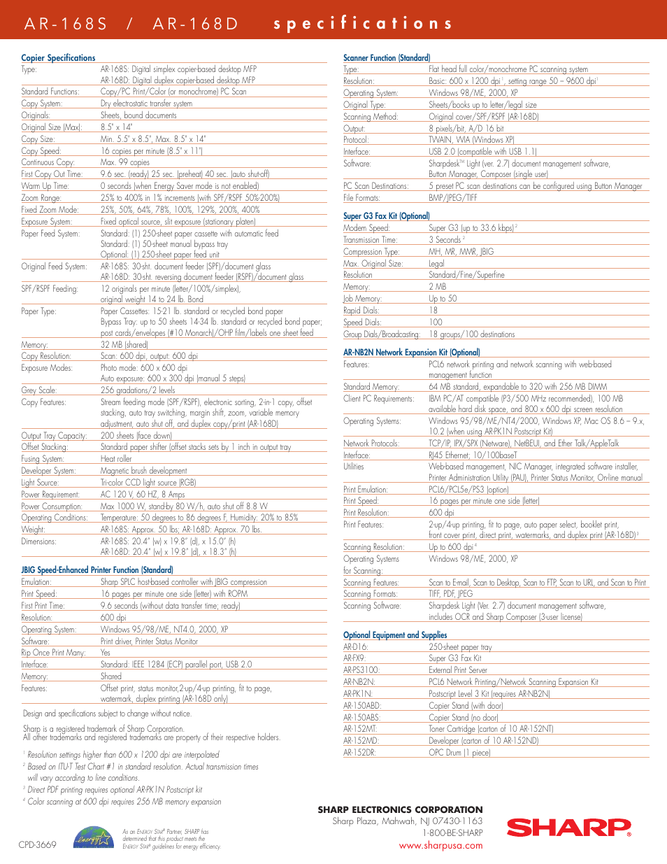 Sharp AR-168S User Manual | Page 4 / 4