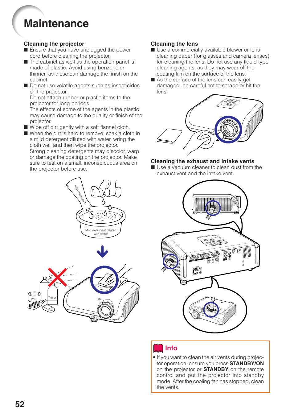 Appendix, Maintenance, Info | Sharp XG-F315X User Manual | Page 56 / 72