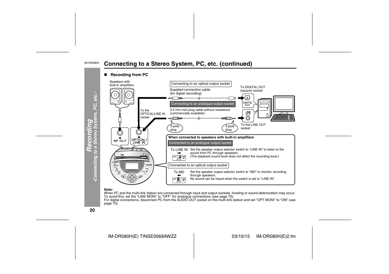 Recor d in g | Sharp TINSE0568AWZZ User Manual | Page 20 / 88