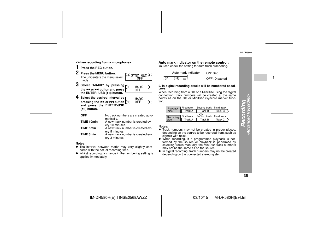 Recor d in g | Sharp TINSE0568AWZZ User Manual | Page 35 / 88