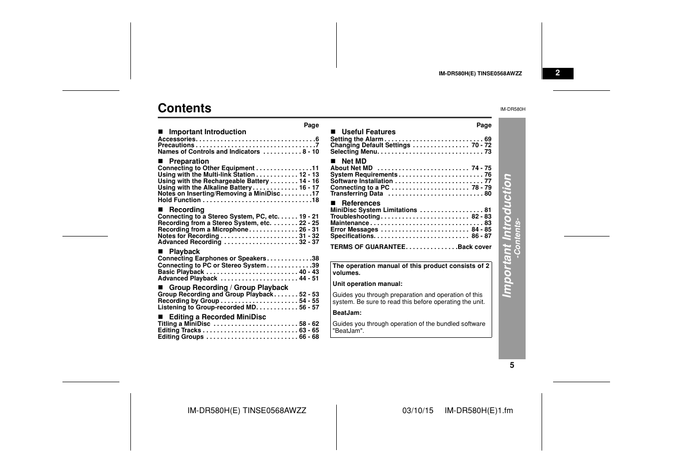 Sharp TINSE0568AWZZ User Manual | Page 5 / 88