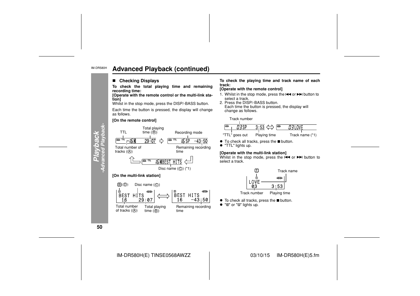 Advanced playback (continued) | Sharp TINSE0568AWZZ User Manual | Page 50 / 88