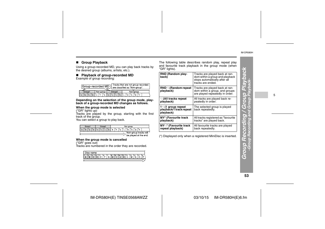 Gr oup reco rd ing / gr oup pla y bac k | Sharp TINSE0568AWZZ User Manual | Page 53 / 88