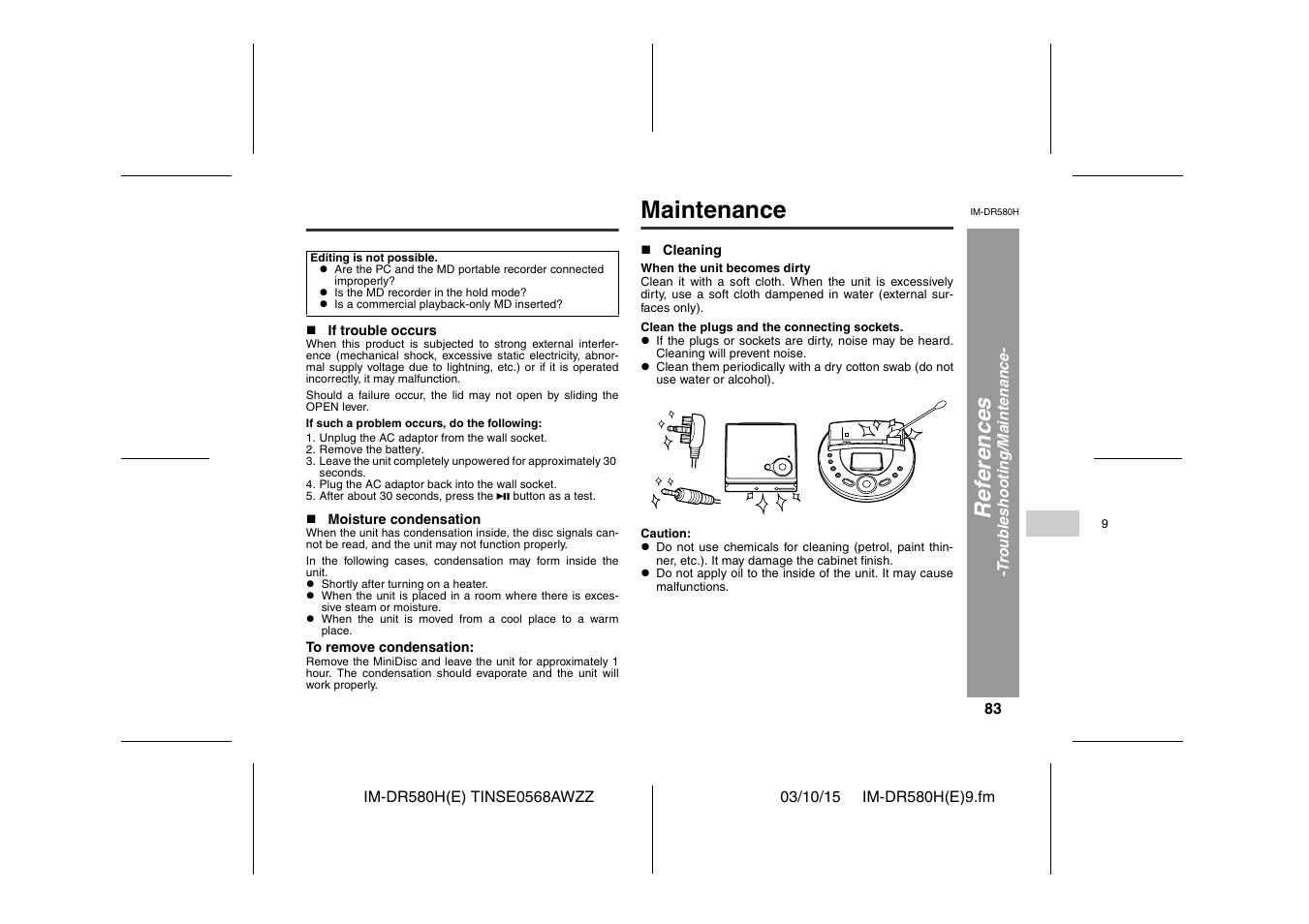 Maintenance, Ref e rences | Sharp TINSE0568AWZZ User Manual | Page 83 / 88