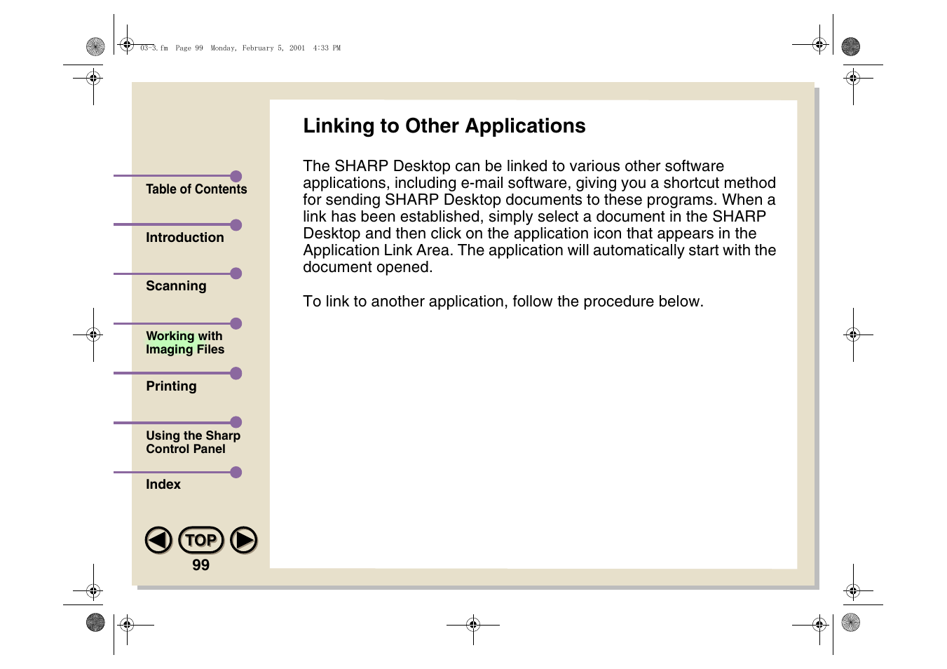 Linking to other applications | Sharp AJ-5030 User Manual | Page 100 / 148