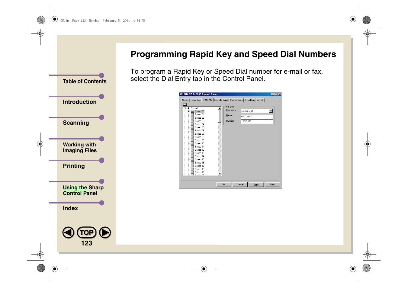 Programming rapid key and speed dial numbers | Sharp AJ-5030 User Manual | Page 124 / 148