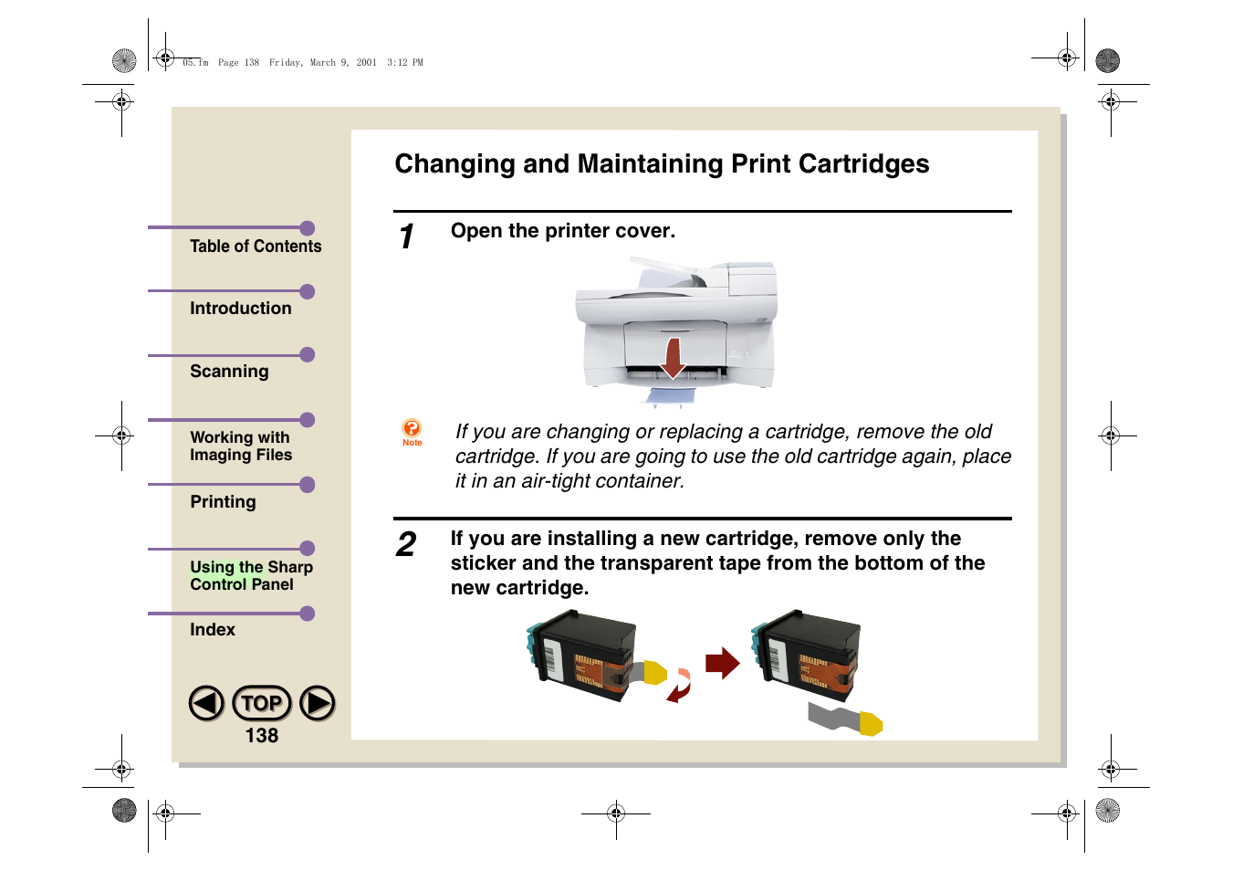Changing and maintaining print cartridges | Sharp AJ-5030 User Manual | Page 139 / 148