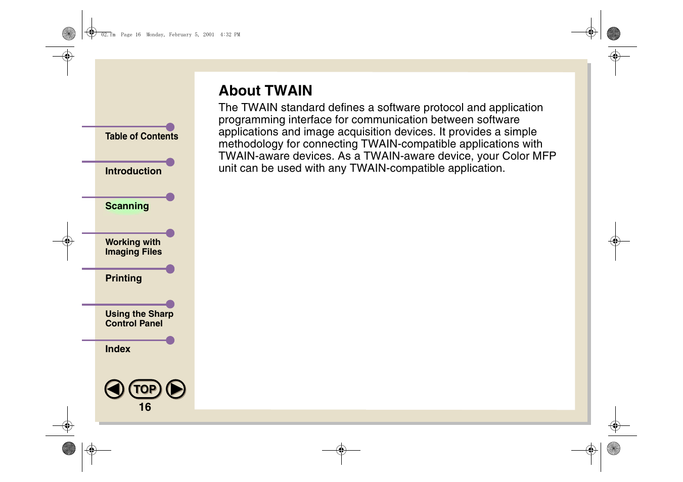 About twain | Sharp AJ-5030 User Manual | Page 17 / 148