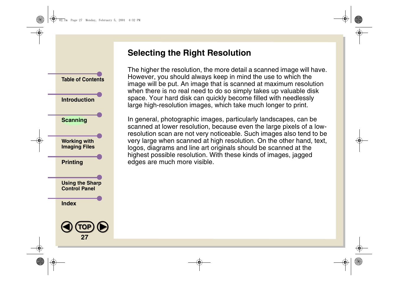 Selecting the right resolution | Sharp AJ-5030 User Manual | Page 28 / 148