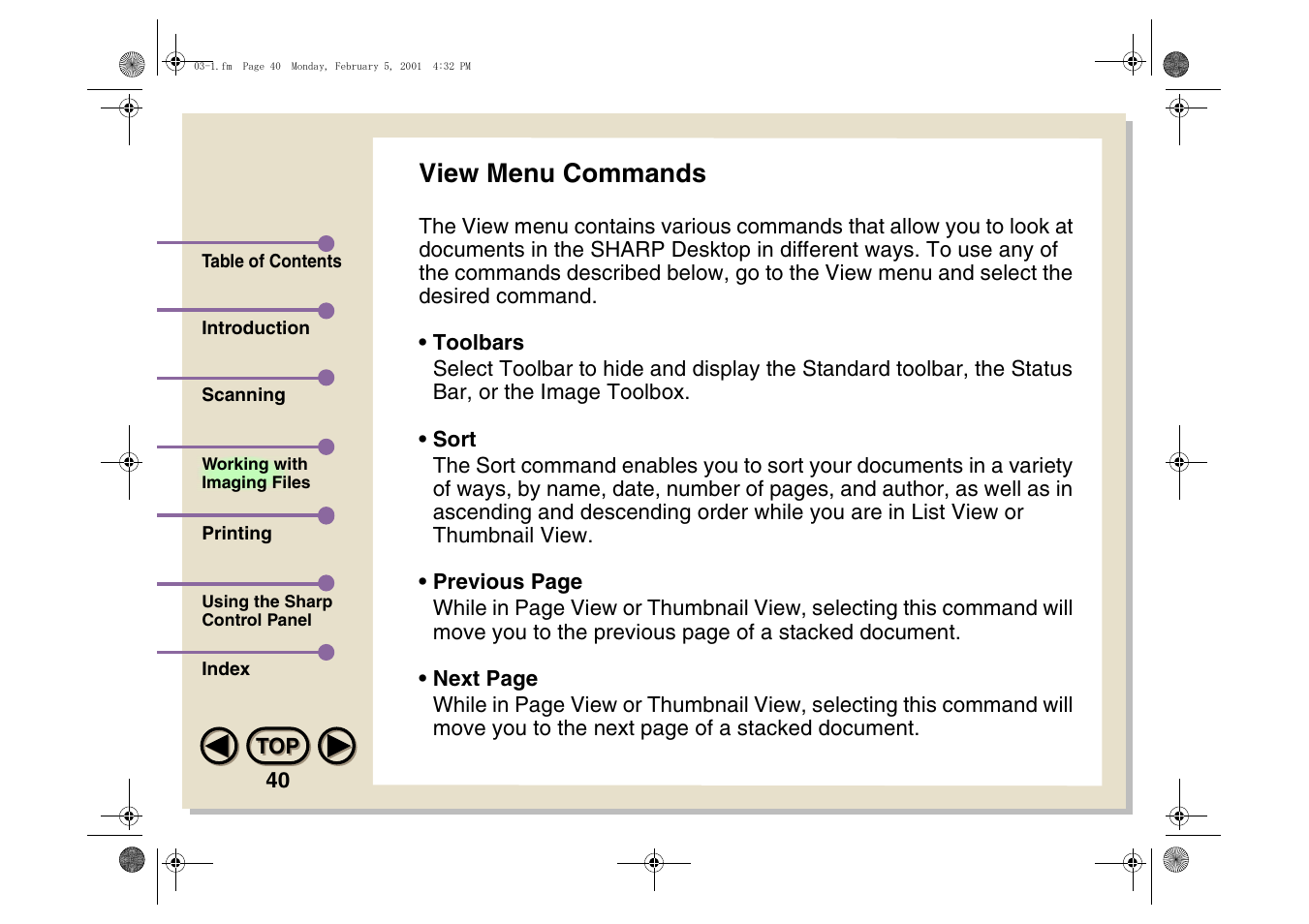 View menu commands | Sharp AJ-5030 User Manual | Page 41 / 148