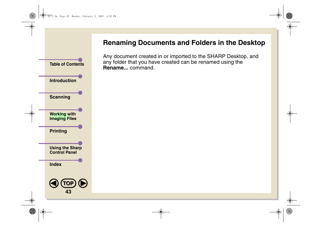 Renaming documents and folders in the desktop | Sharp AJ-5030 User Manual | Page 44 / 148