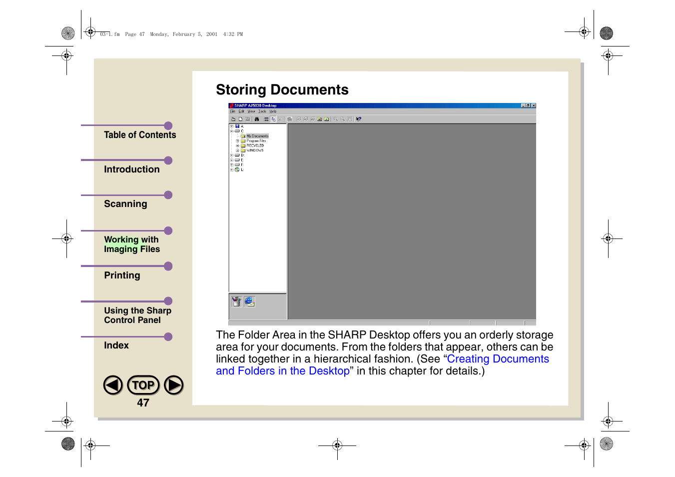 Storing documents | Sharp AJ-5030 User Manual | Page 48 / 148