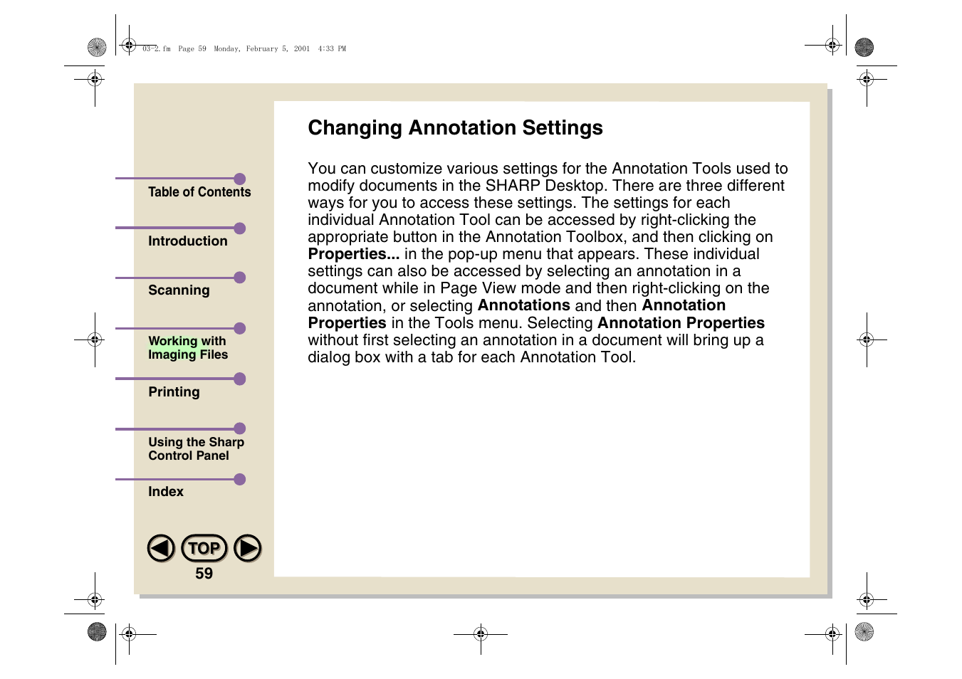 Changing annotation settings | Sharp AJ-5030 User Manual | Page 60 / 148
