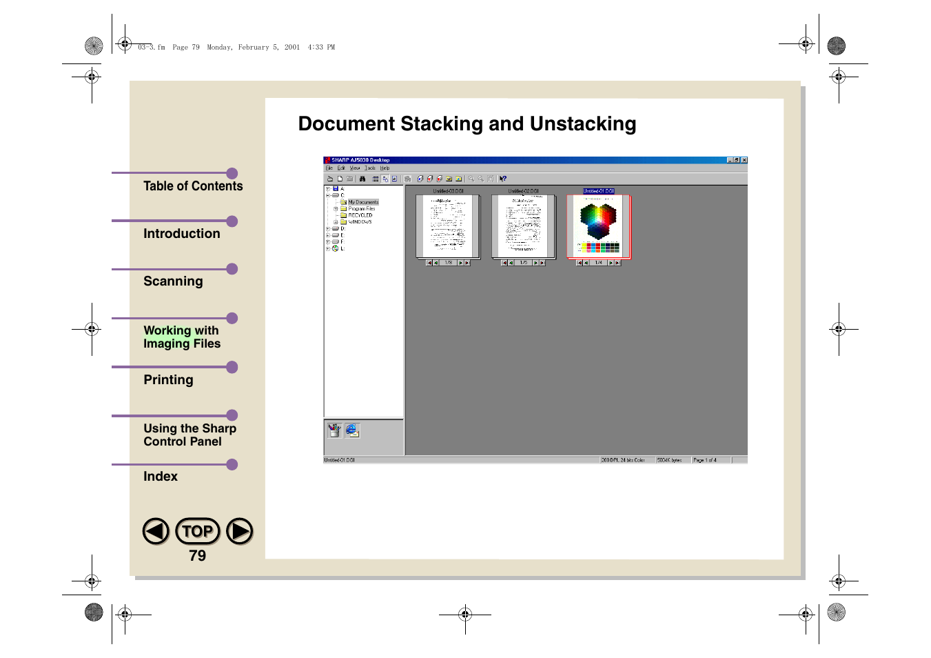 Document stacking and unstacking | Sharp AJ-5030 User Manual | Page 80 / 148