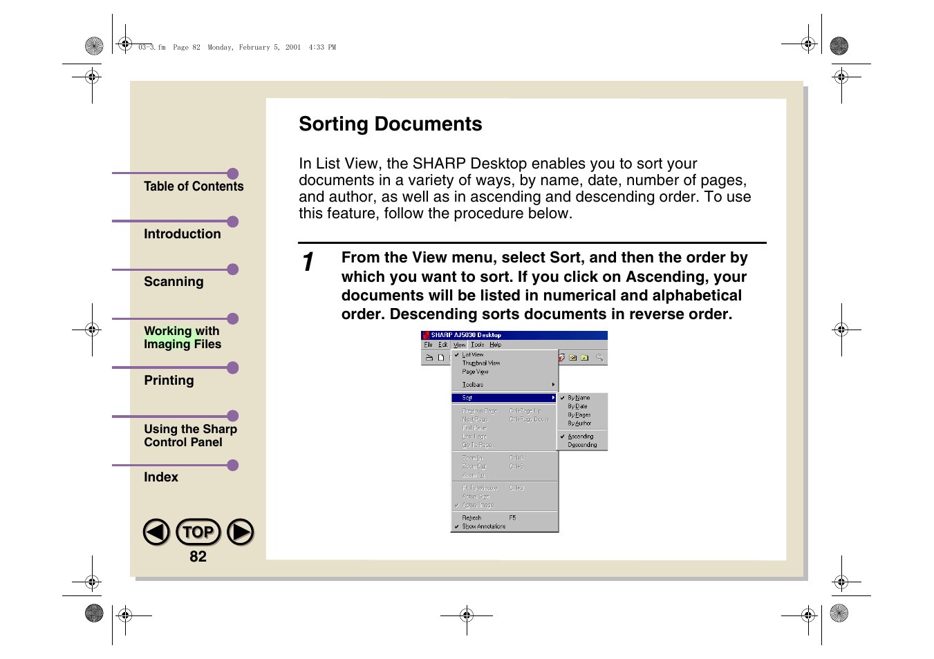 Sorting documents | Sharp AJ-5030 User Manual | Page 83 / 148