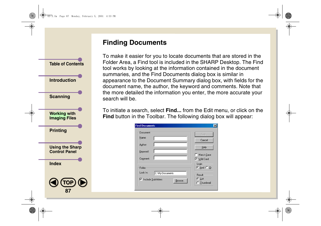 Finding documents | Sharp AJ-5030 User Manual | Page 88 / 148