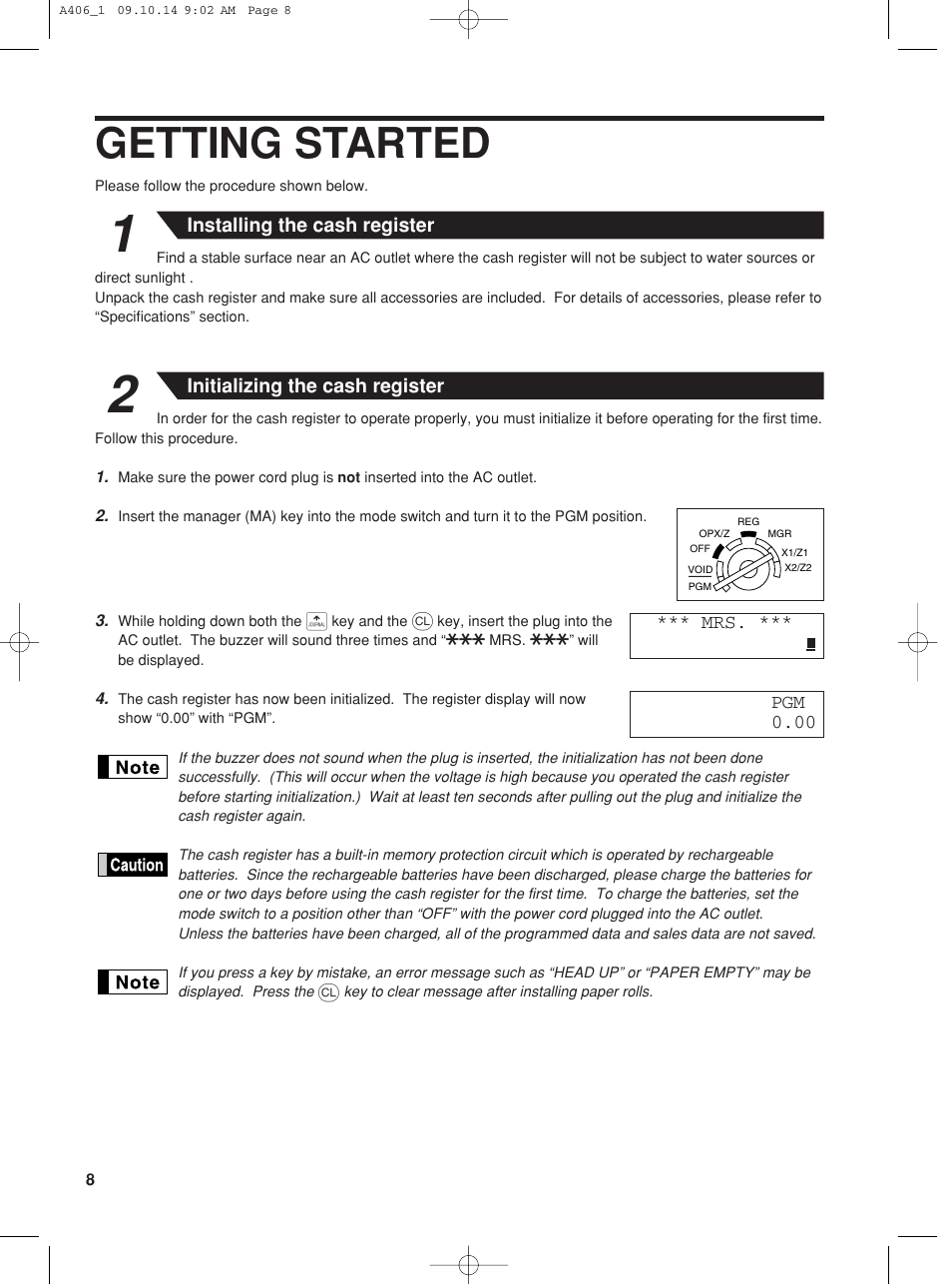 Getting started | Sharp TINSZ2602RCZZ User Manual | Page 10 / 132