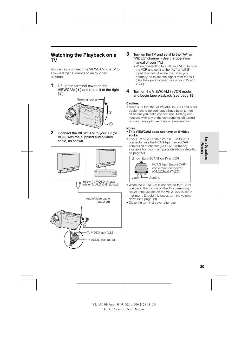 Watching the playback on a tv | Sharp VIEWCAM VL-A10H User Manual | Page 27 / 63
