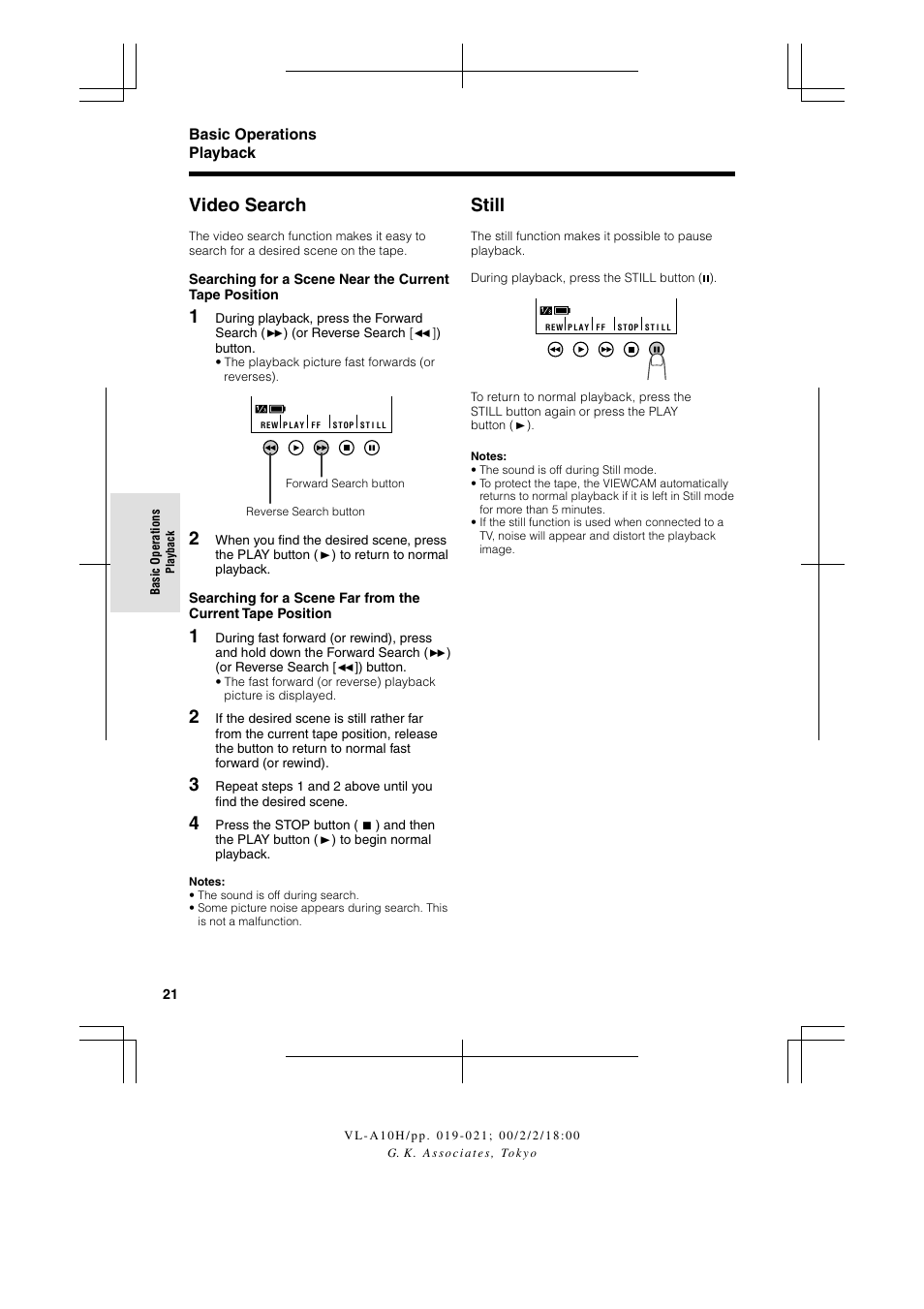 Still, Video search | Sharp VIEWCAM VL-A10H User Manual | Page 28 / 63