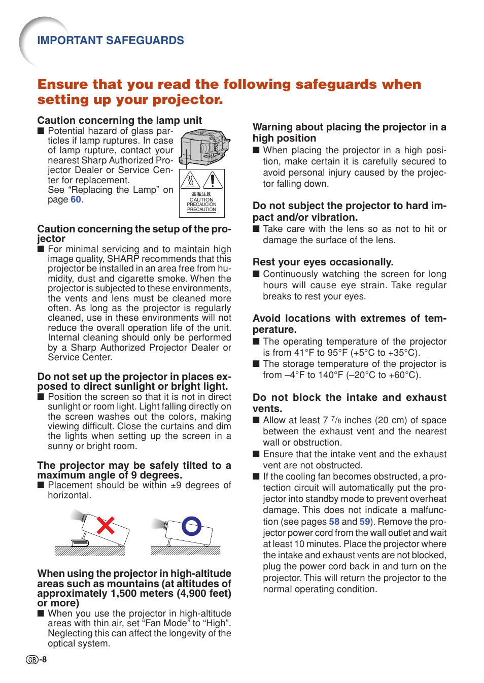 Important safeguards | Sharp XG-C430X User Manual | Page 10 / 71