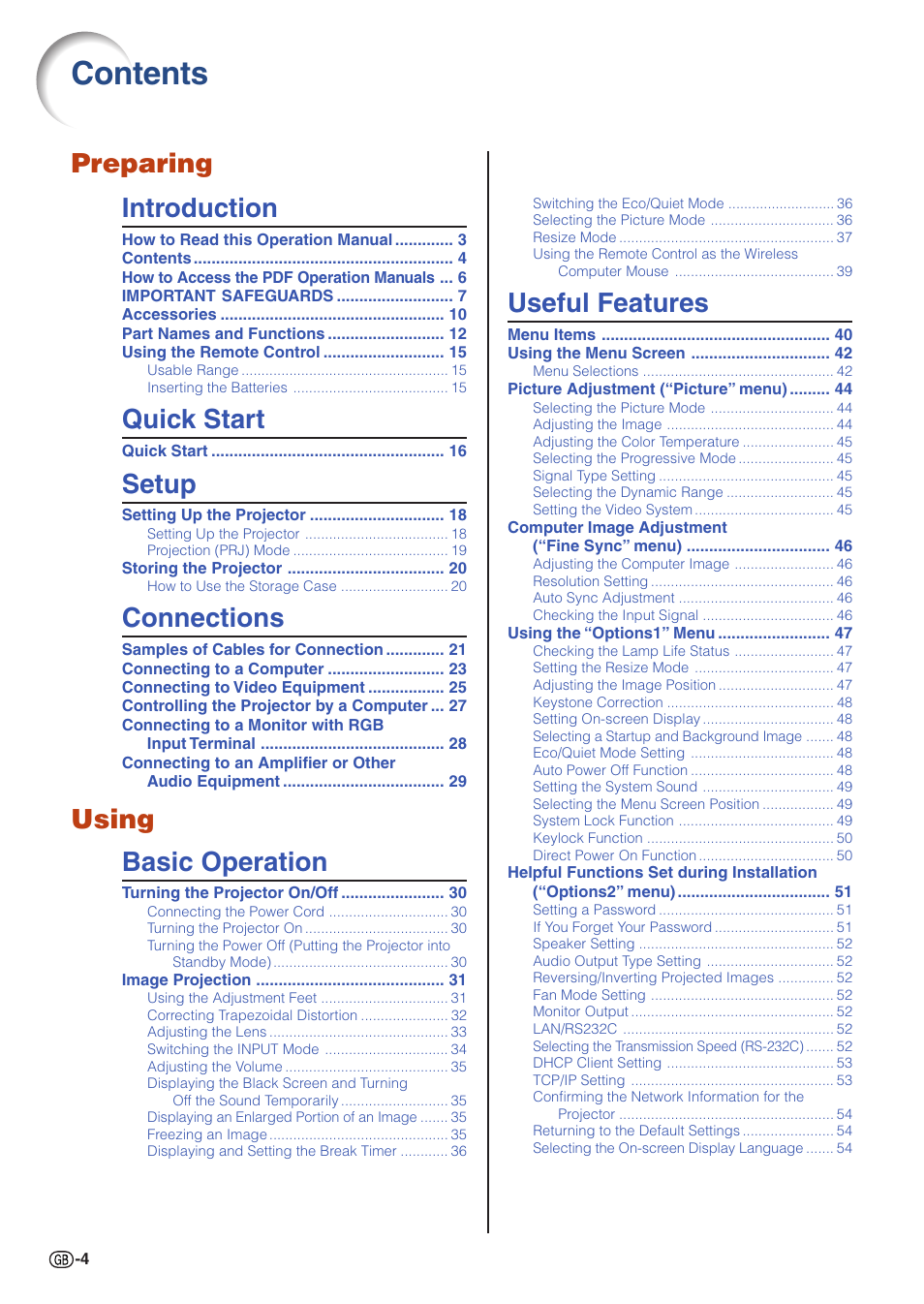 Sharp XG-C430X User Manual | Page 6 / 71