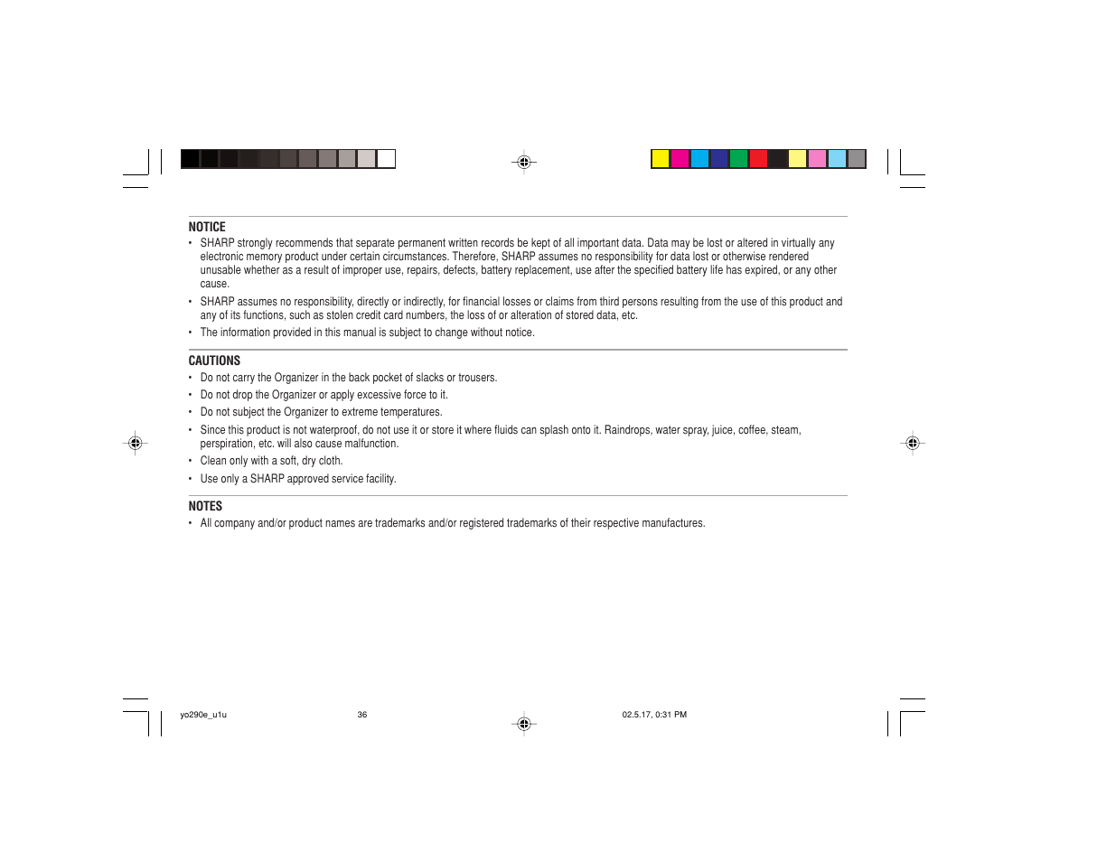 Sharp YO-290 User Manual | Page 2 / 56