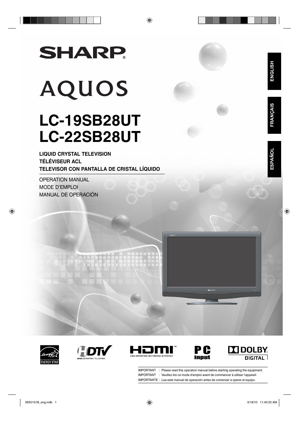 Sharp AQUOS LC-19SB28UT User Manual | 32 pages