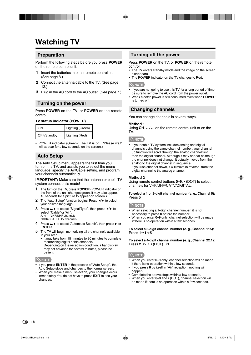 Watching tv, Changing channels, Turning on the power | Auto setup, Preparation, Turning off the power | Sharp AQUOS LC-19SB28UT User Manual | Page 20 / 32