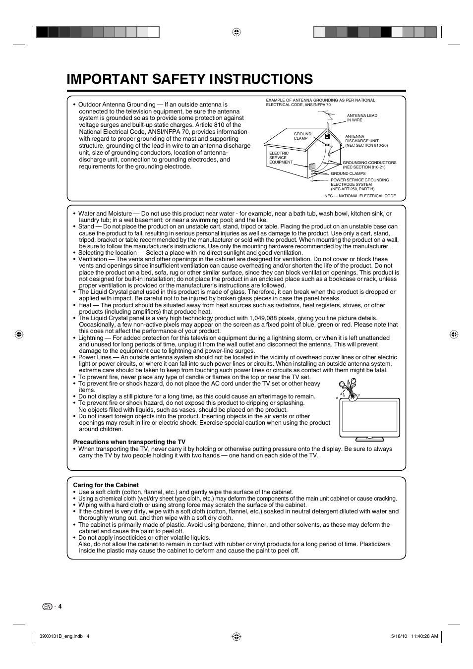 Important safety instructions | Sharp AQUOS LC-19SB28UT User Manual | Page 6 / 32