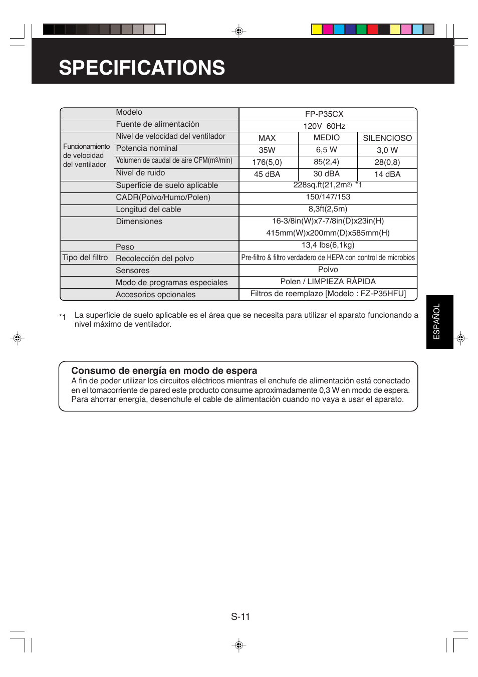 Specifications | Sharp FP-P35CX User Manual | Page 27 / 28