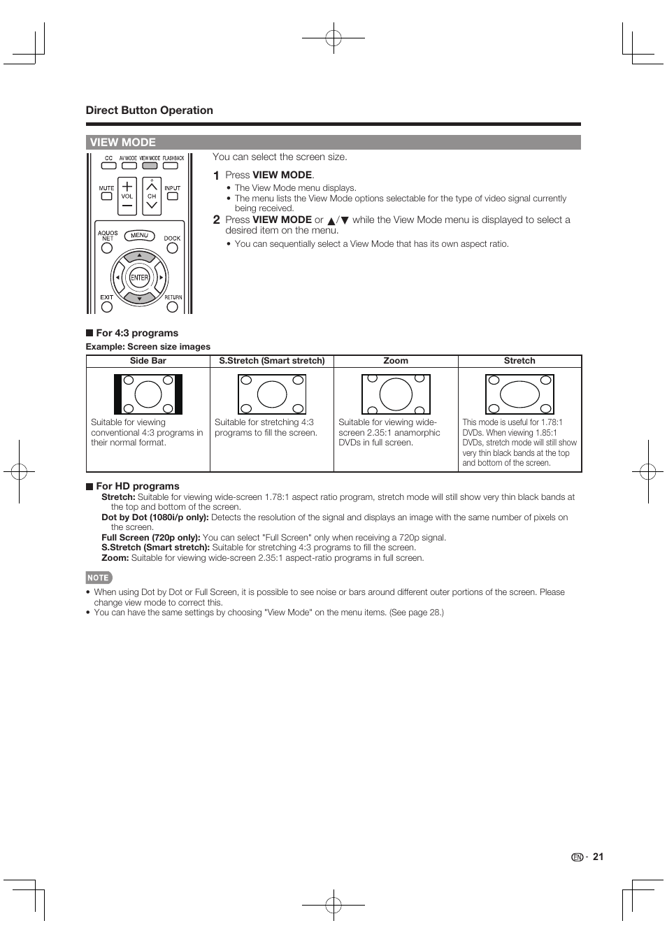 View mode | Sharp AQUOS 10P03-MX-NM User Manual | Page 23 / 72