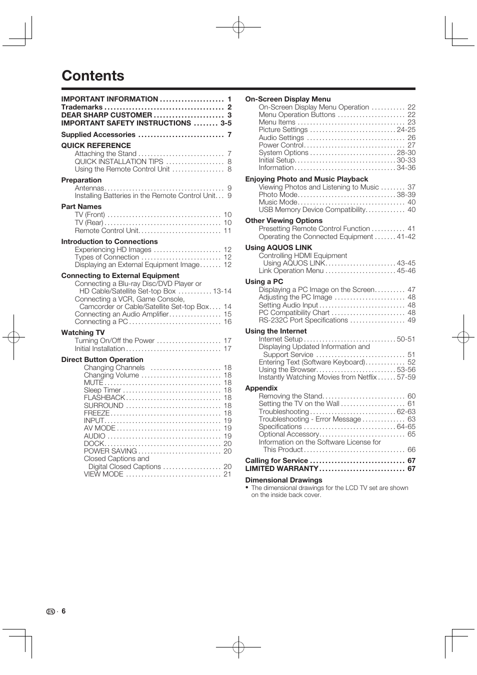 Sharp AQUOS 10P03-MX-NM User Manual | Page 8 / 72