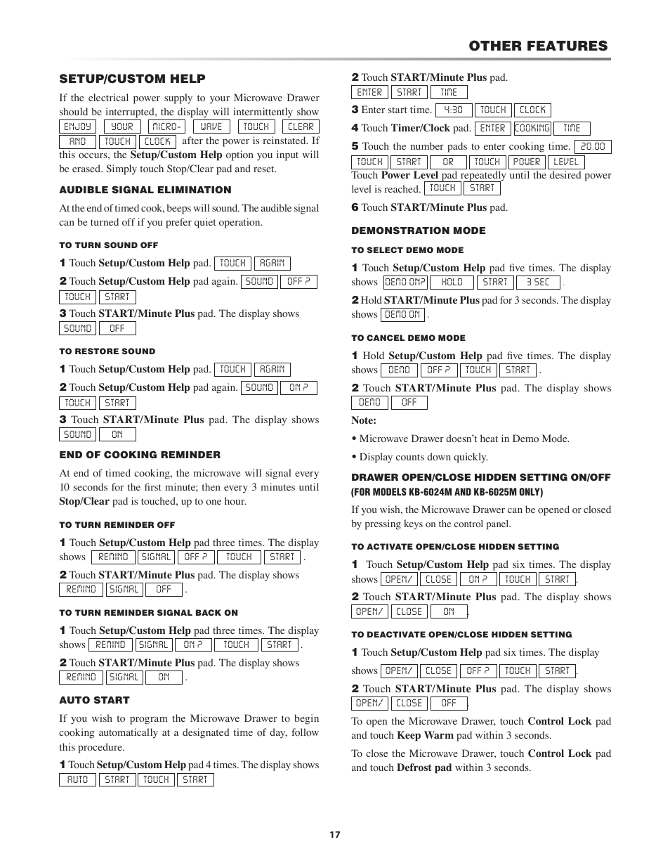 Other features | Sharp KB-6025M User Manual | Page 17 / 24