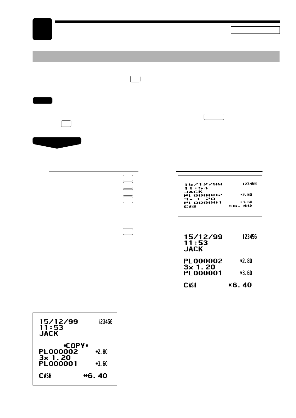 Special printing function, Copy receipt printing | Sharp UP-3300 User Manual | Page 100 / 249