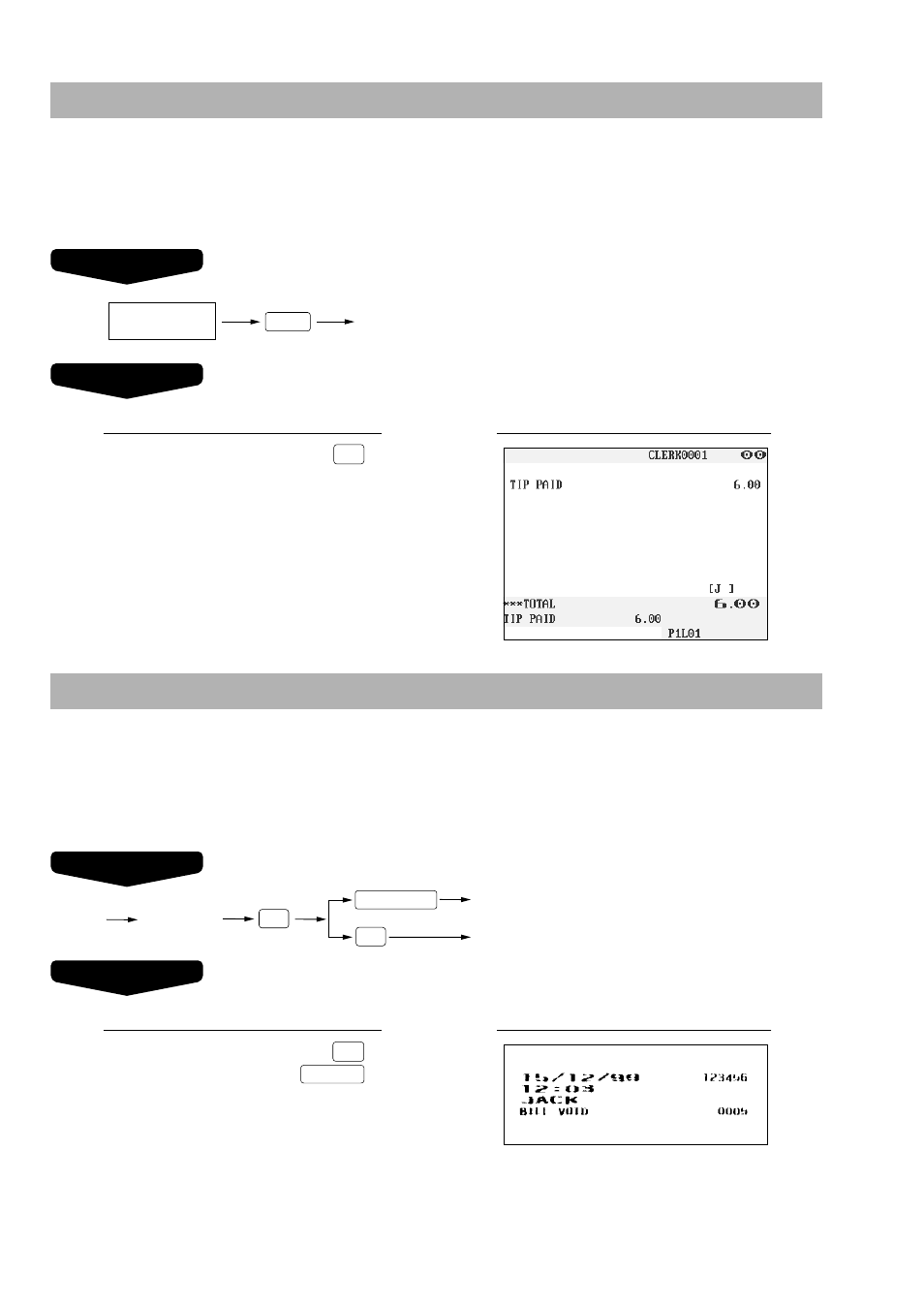 Tip paid entries, Bill recording/bill void | Sharp UP-3300 User Manual | Page 103 / 249