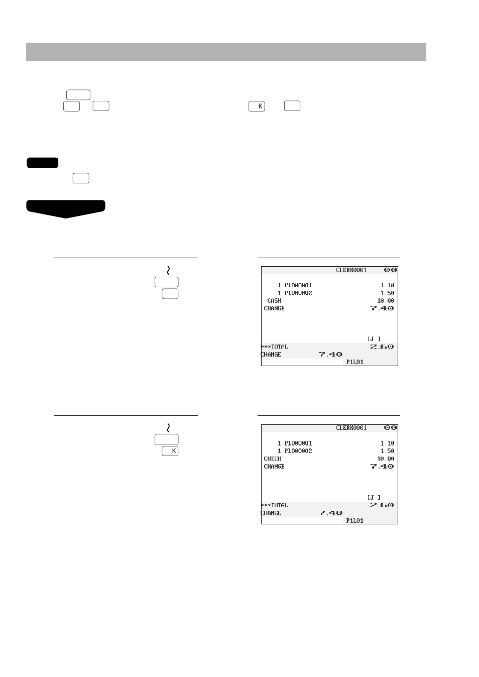 Finalization of transaction, Cash or check tendering | Sharp UP-3300 User Manual | Page 59 / 249