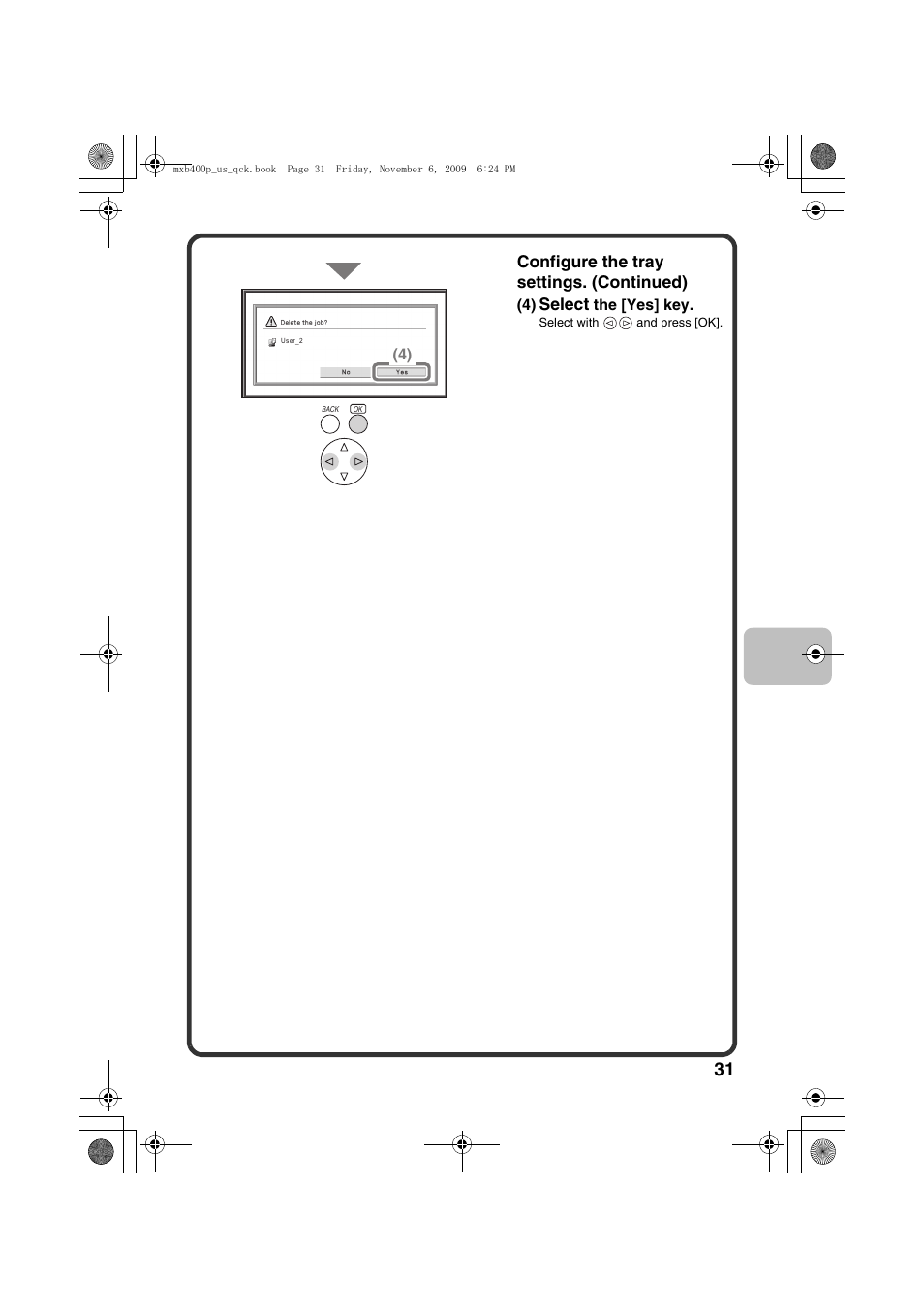 Configure the tray settings. (continued), Select | Sharp MX-B400P User Manual | Page 33 / 52