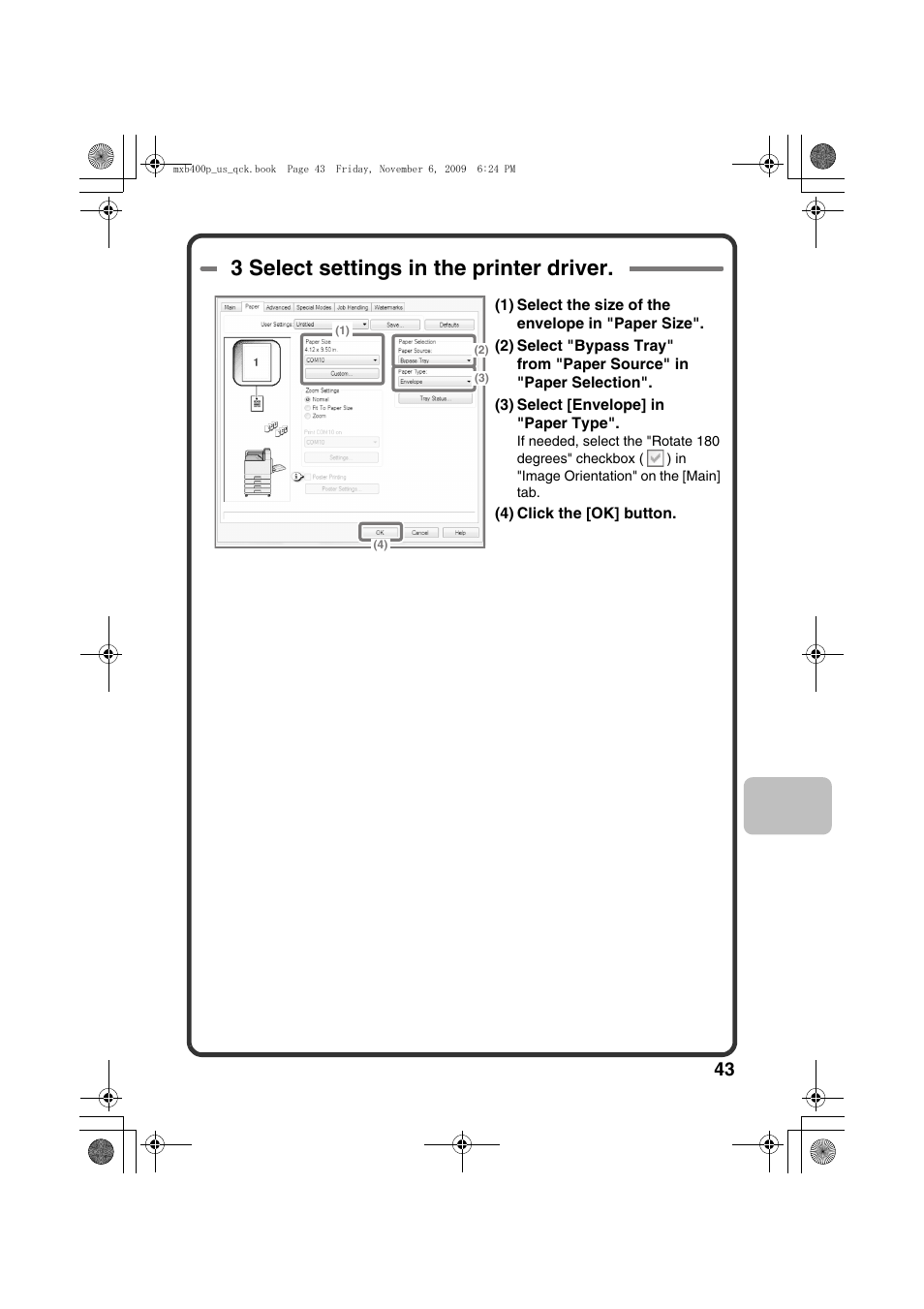 3 select settings in the printer driver | Sharp MX-B400P User Manual | Page 45 / 52