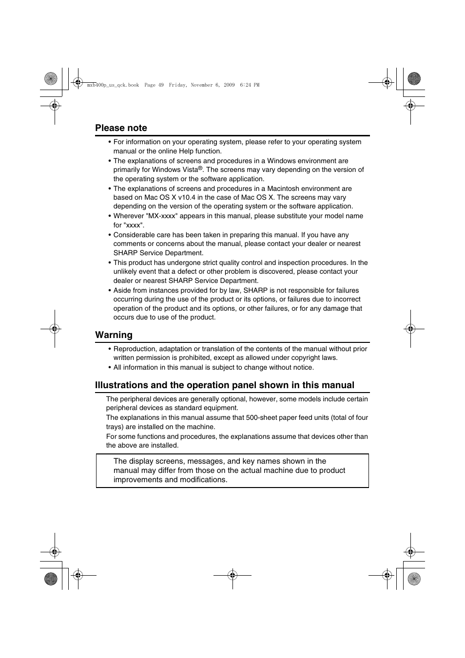 Warning | Sharp MX-B400P User Manual | Page 51 / 52