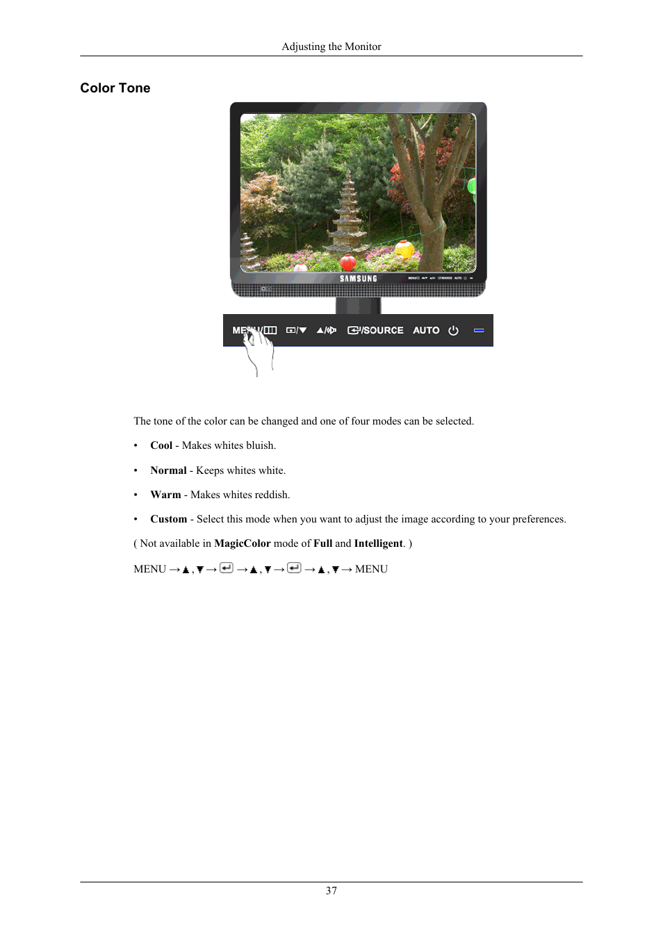 Color tone | Sharp 743BM User Manual | Page 38 / 71