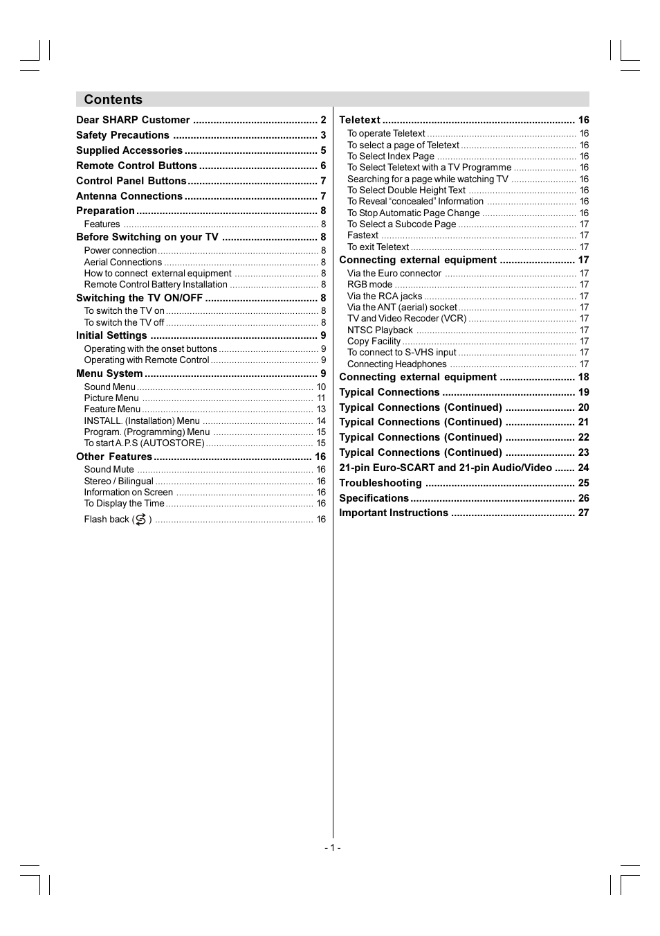 Sharp 28LF-92H User Manual | Page 2 / 29